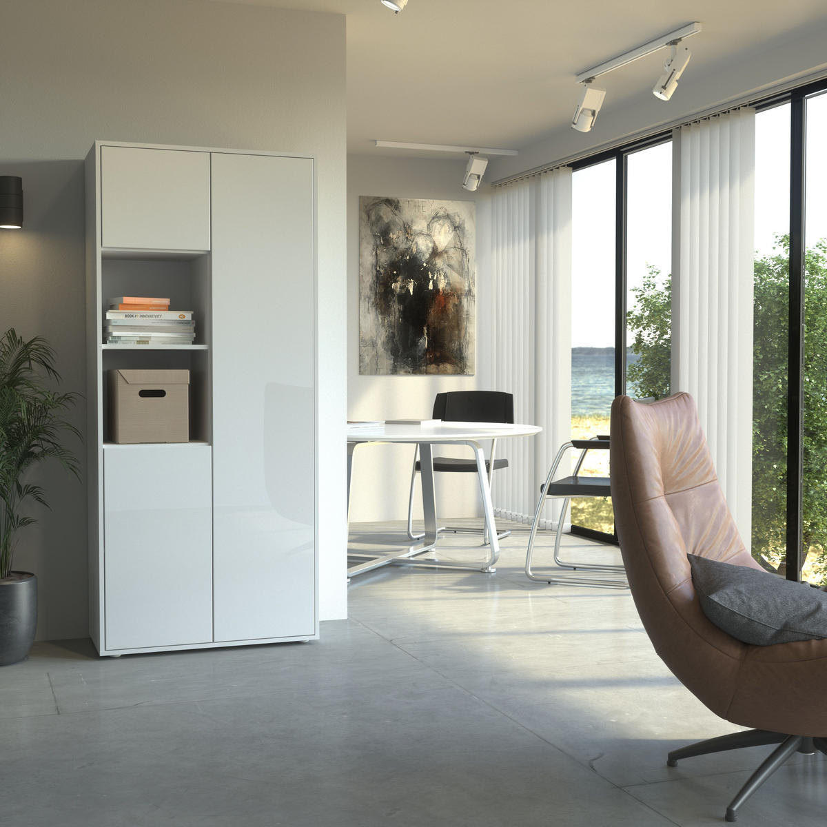 AKTENSCHRANK Amira T20 Weiß Hochglanz 180/80/40 cm - Weiß Hochglanz, Holzwerkstoff (80/180/40cm) - SIMPLYFURN