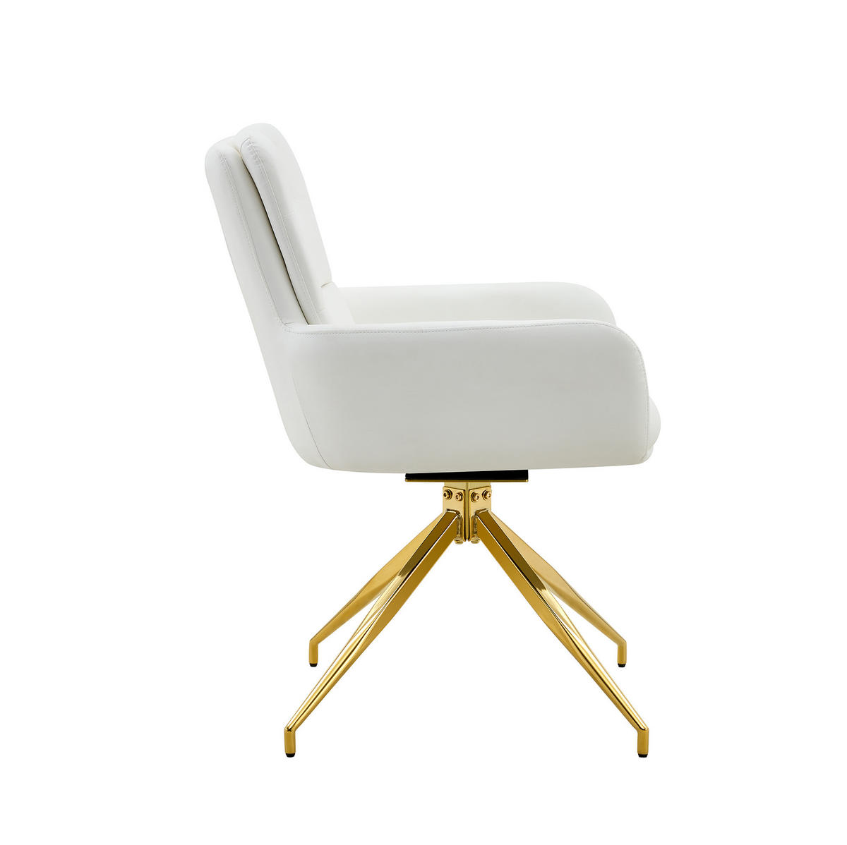 DREHSTUHL 2er-Set 360° drehbar 85 cm PU Weiß Goldfarben - Weiß, Metall (50/85/55cm) - Meubliv