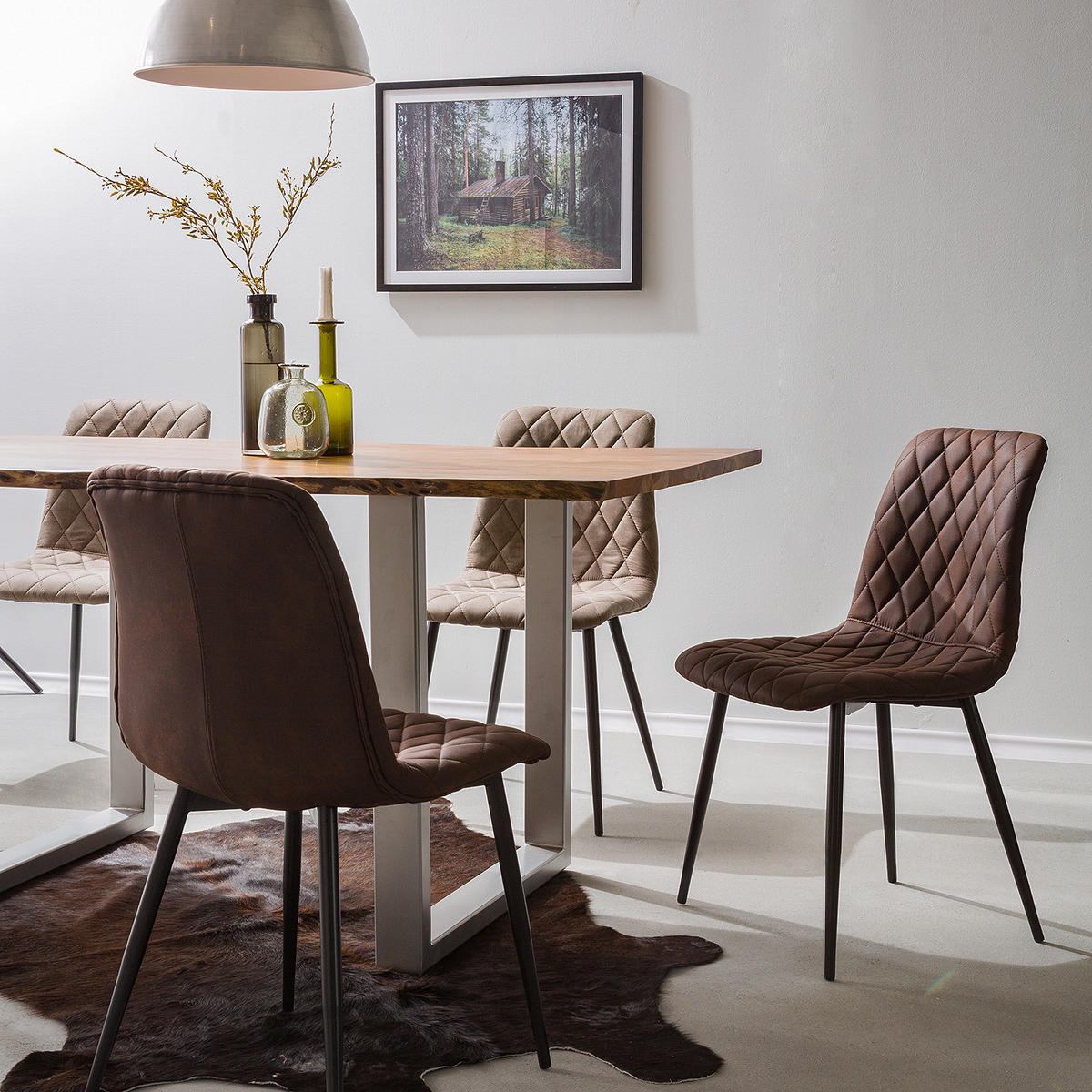 POLSTERSTUHL - Stahl - Dunkelbraun, Textil (45/85/51cm) - home24