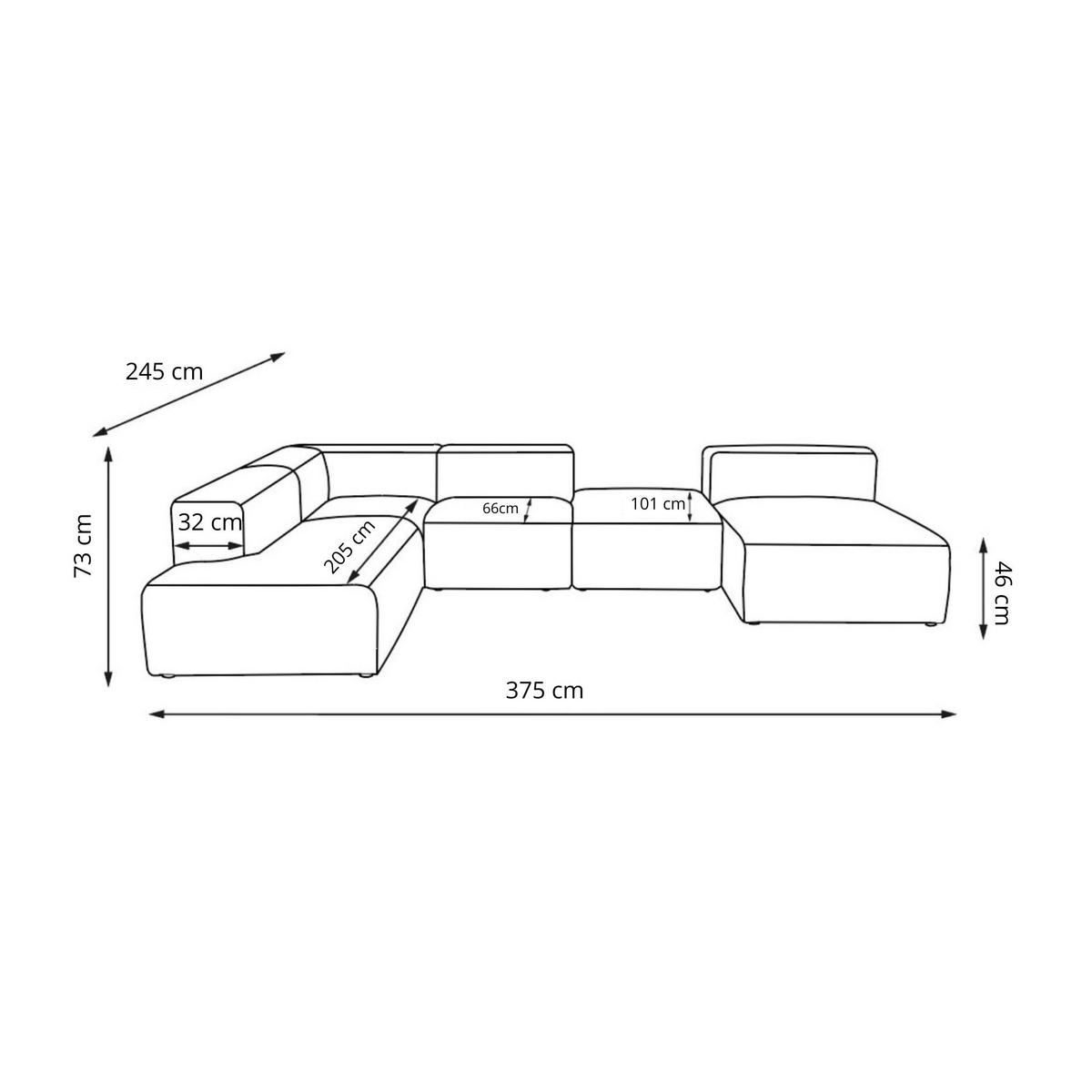 5-SITZER modulares Wohnlandschaft U XXL HEAVEN SET 6 Links, Breite 375 cm Webstoff Olivgrün - Schwarz/Olivgrün, Holz/Kunststoff (375/73/245cm) - Muffo