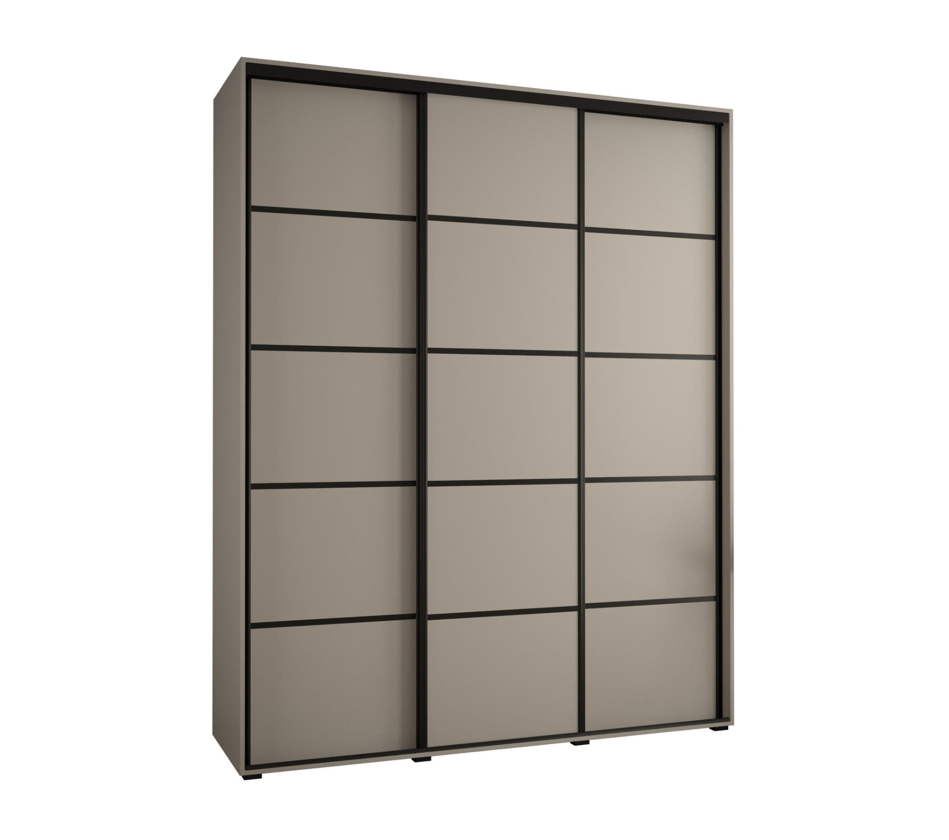 SCHWEBETÜRENSCHRANK 235,2/200/60 3-türig - Kaschmir/Schwarz, Holz/Metall (200/235.2/60cm) - MÖBEL KRYSPOL