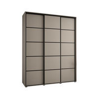 SCHWEBETÜRENSCHRANK 235,2/200/60 3-türig - Kaschmir/Schwarz, Holz/Metall (200/235.2/60cm) - MÖBEL KRYSPOL