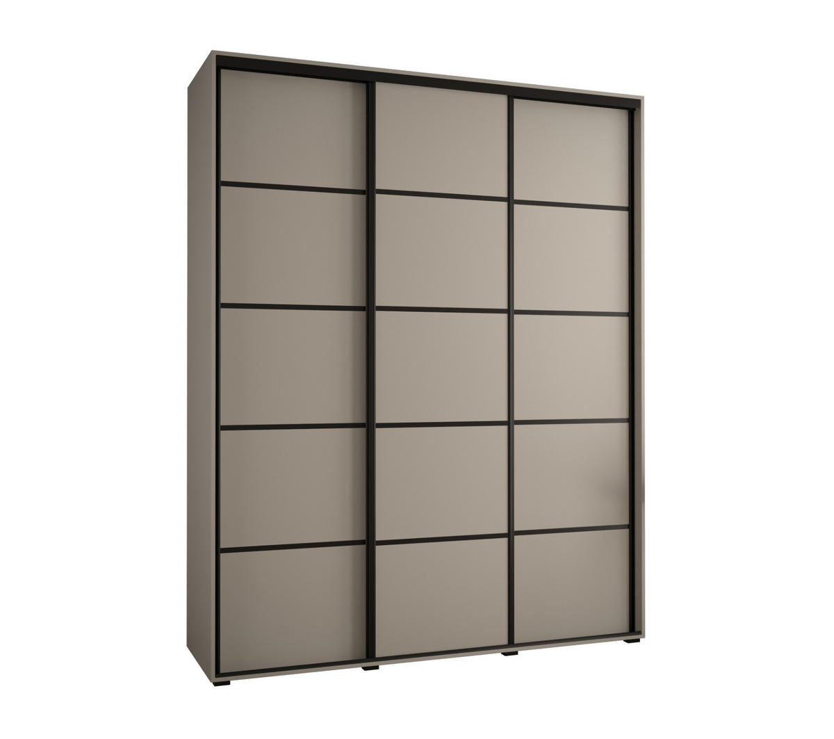 SCHWEBETÜRENSCHRANK 235,2/200/60 3-türig - Kaschmir/Schwarz, Holz/Metall (200/235.2/60cm) - MÖBEL KRYSPOL