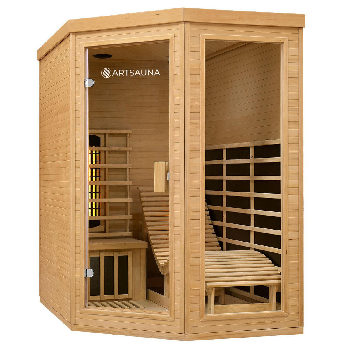 INFRAROTKABINE Esbjerg mit Triplex-Heizsystem & Hemlockholz - Naturfarben, Holz (130/190/190cm) - Artsauna