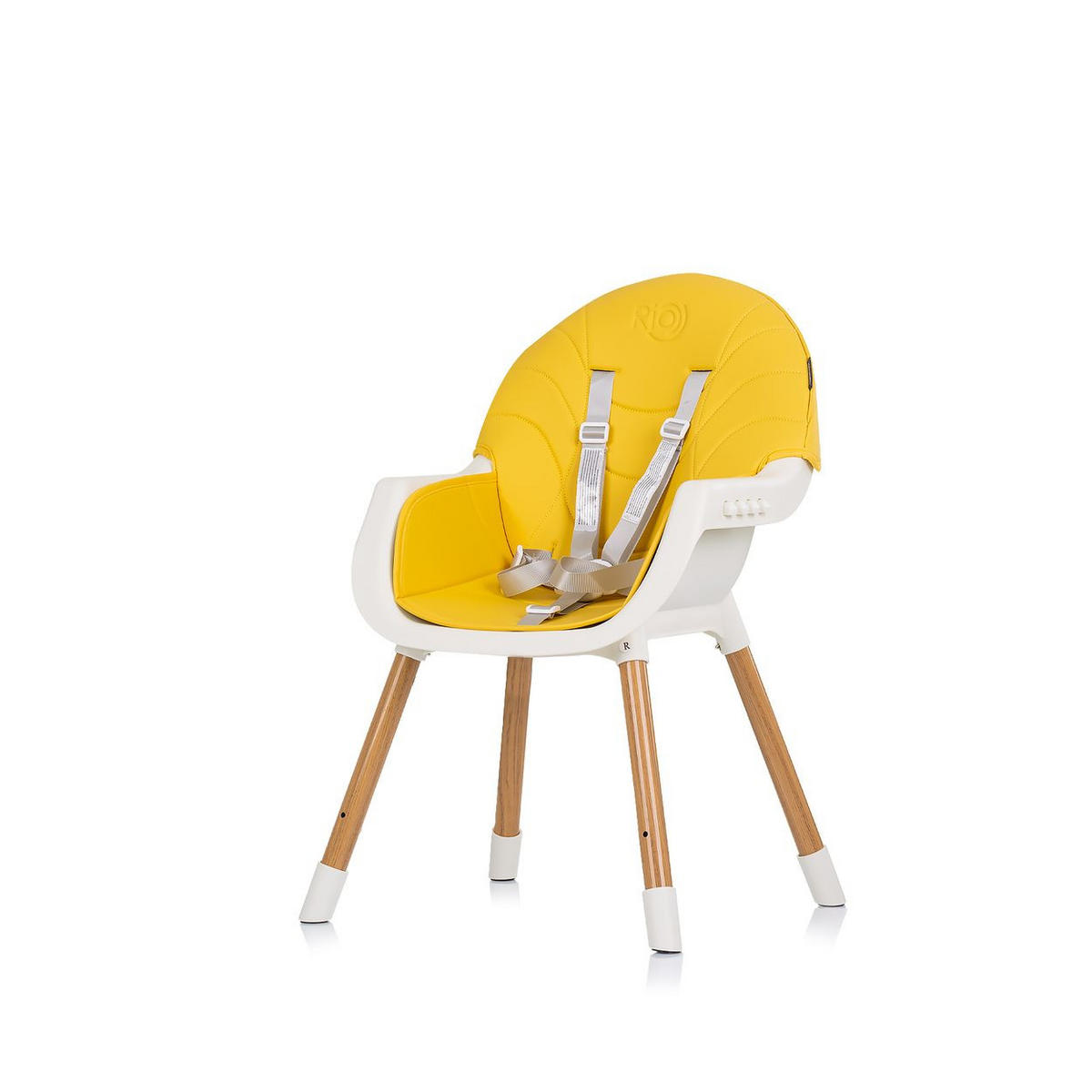 HOCHSTUHL Rio 2 in 1 gelb weiß Kinderstuhl rutschfeste Beine 5-Punkt-Gurt - Weiß, Metall (61/84/51cm) - Chipolino