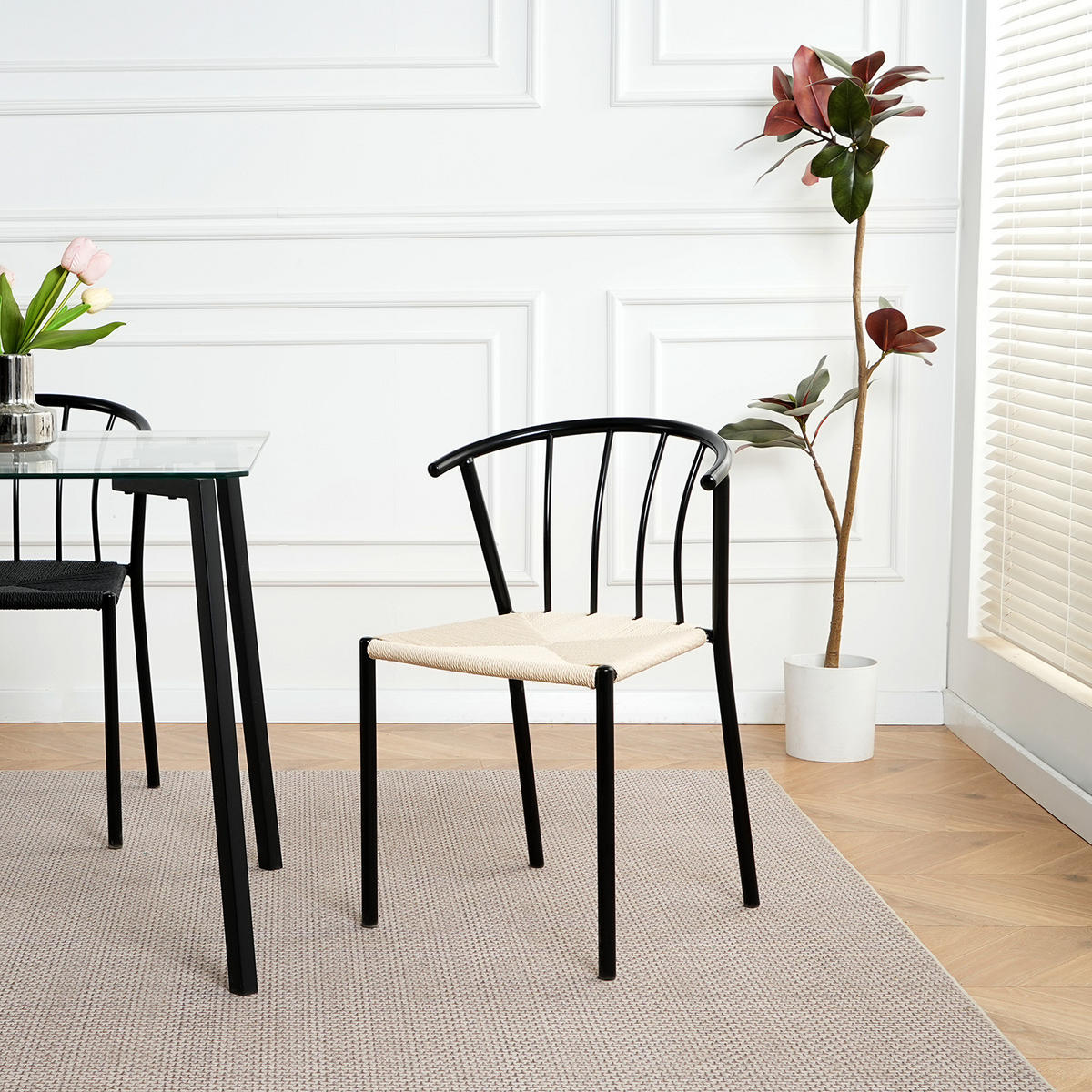 ESSZIMMERSTUHL - 2er-Set - Eisen - Beige/Schwarz, Kunststoff/Textil (52/78/51cm) - home24
