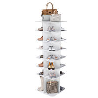 SCHUHREGAL 60/60/184 cm drehbar, 7 Ebenen und hoher Boden aus PVC, Weiß - Weiß, Holzwerkstoff (184/60/60cm) - Redom