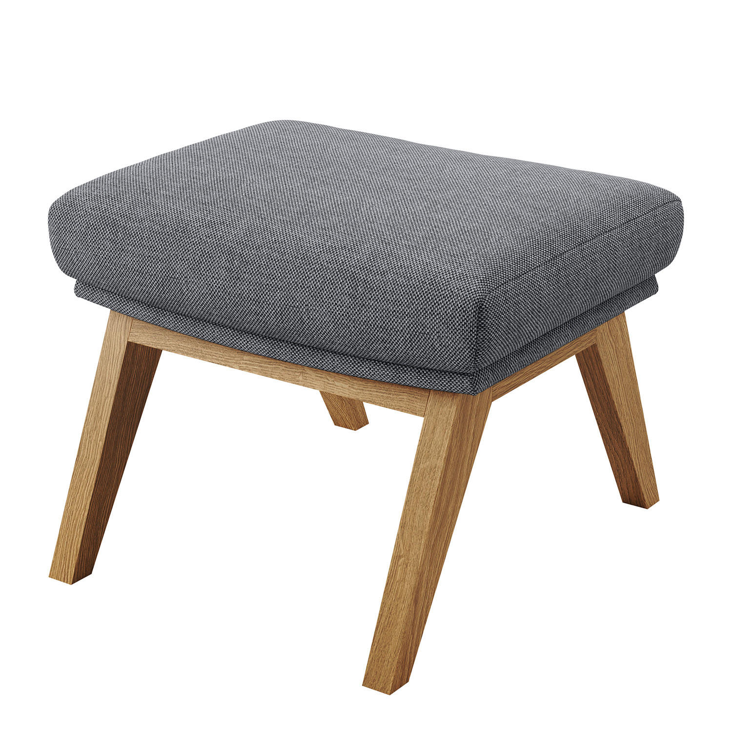 HOCKER mit Holzfüßen - Eichefarben/Grau, Eichenholz/Textil (54/41/41cm) - home24