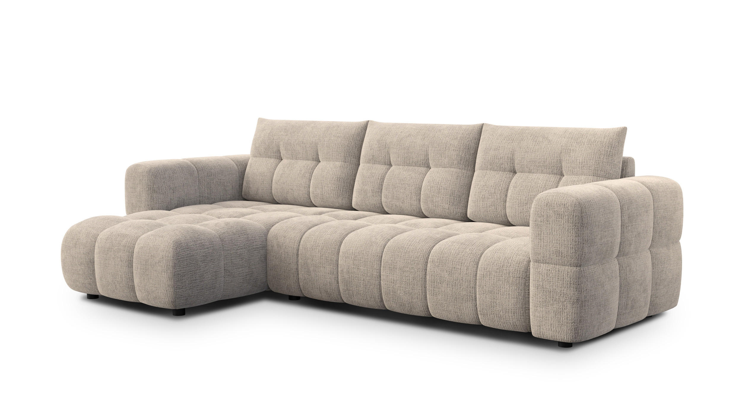 ECKSOFA CLOUDI 4-Sitzer links, beige - Beige/Schwarz, Holz/Textil (294/160cm) - Courtois Laville