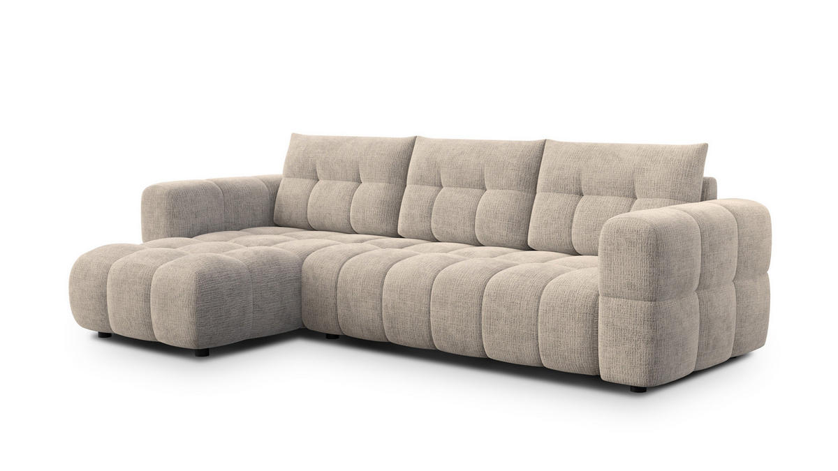 ECKSOFA CLOUDI 4-Sitzer links, beige - Beige/Schwarz, Holz/Textil (294/160cm) - Courtois Laville