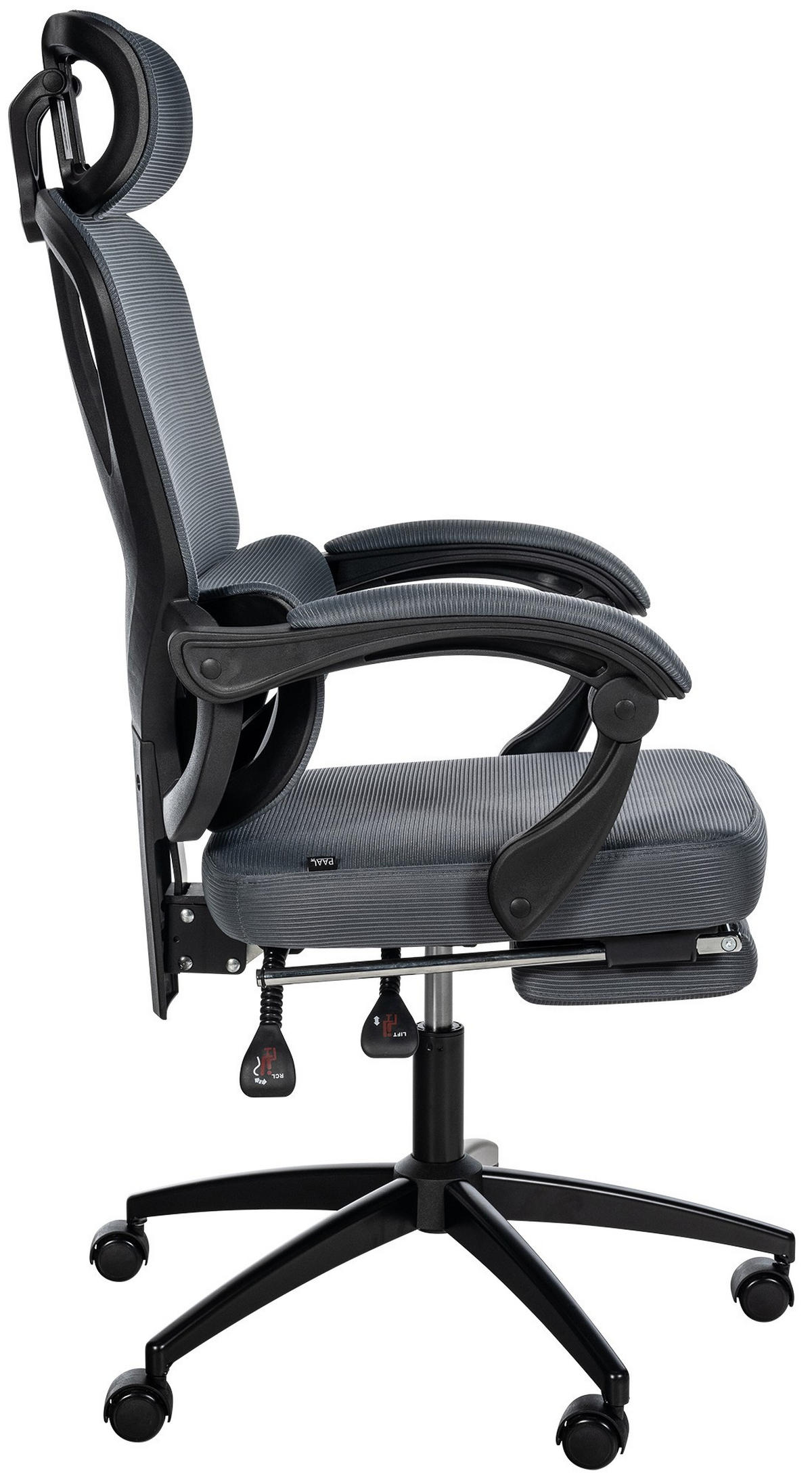 DREHSTUHL Stoff Dunkelgrau - Dunkelgrau/Schwarz, Kunststoff/Textil (61/135/69cm) - CLP