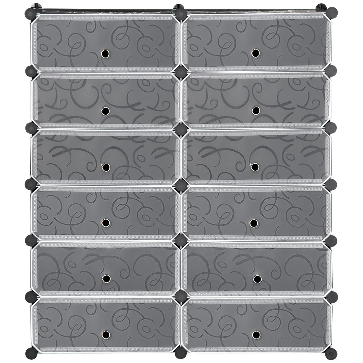 SCHUHSCHRANK DE-15500 94/37/108 cm, 12 Würfel, 24 Paar - Schwarz, Kunststoff (94/108/37cm) - ComfortXL