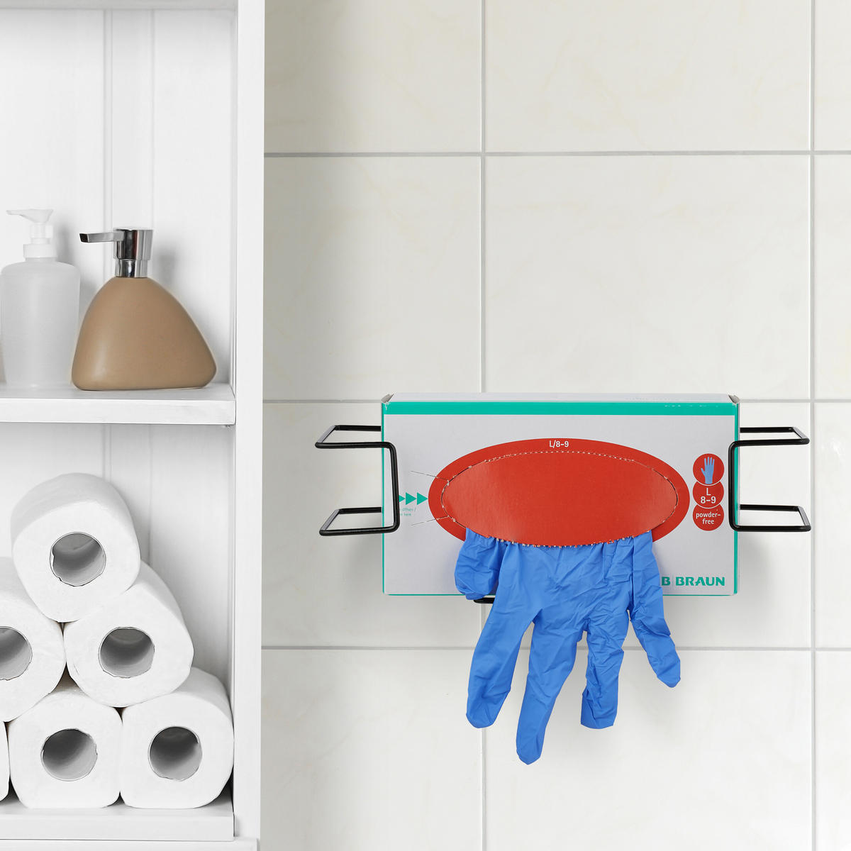 2XHANDSCHUHSPENDER - Schwarz, Metall (28/9.5/9.5cm) - Relaxdays