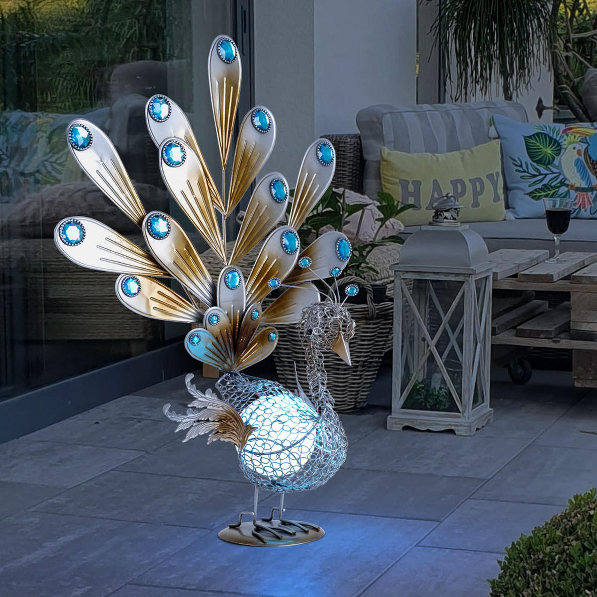 LED AUSSENLEUCHTE Solar Silber - Silberfarben, Metall (38/21.3/56.8cm) - Globo Lighting