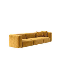 SOFA 3-Sitzer, Velvet-Stoff Bluvel, Golden, GRETA - Goldfarben, Holz (319/70/89cm) - Kaiser Möbel