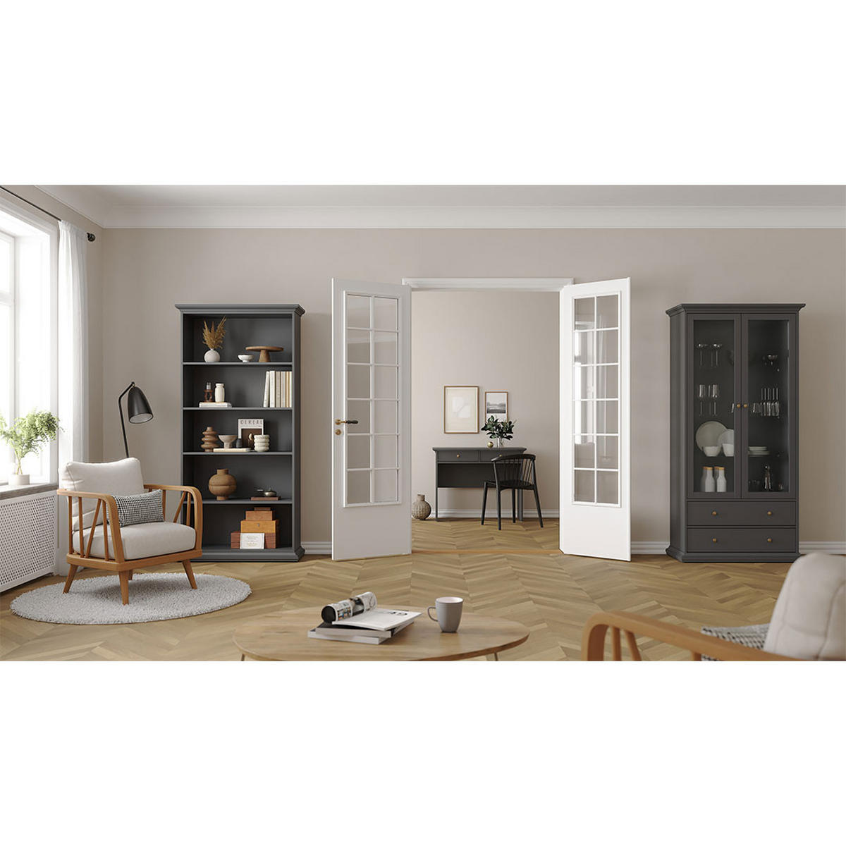 REGAL, Venedig, Grau, Holzwerkstoff, 97 x 37 x 201 cm - Grau, Holzwerkstoff (97/201/37cm) - ebuy24