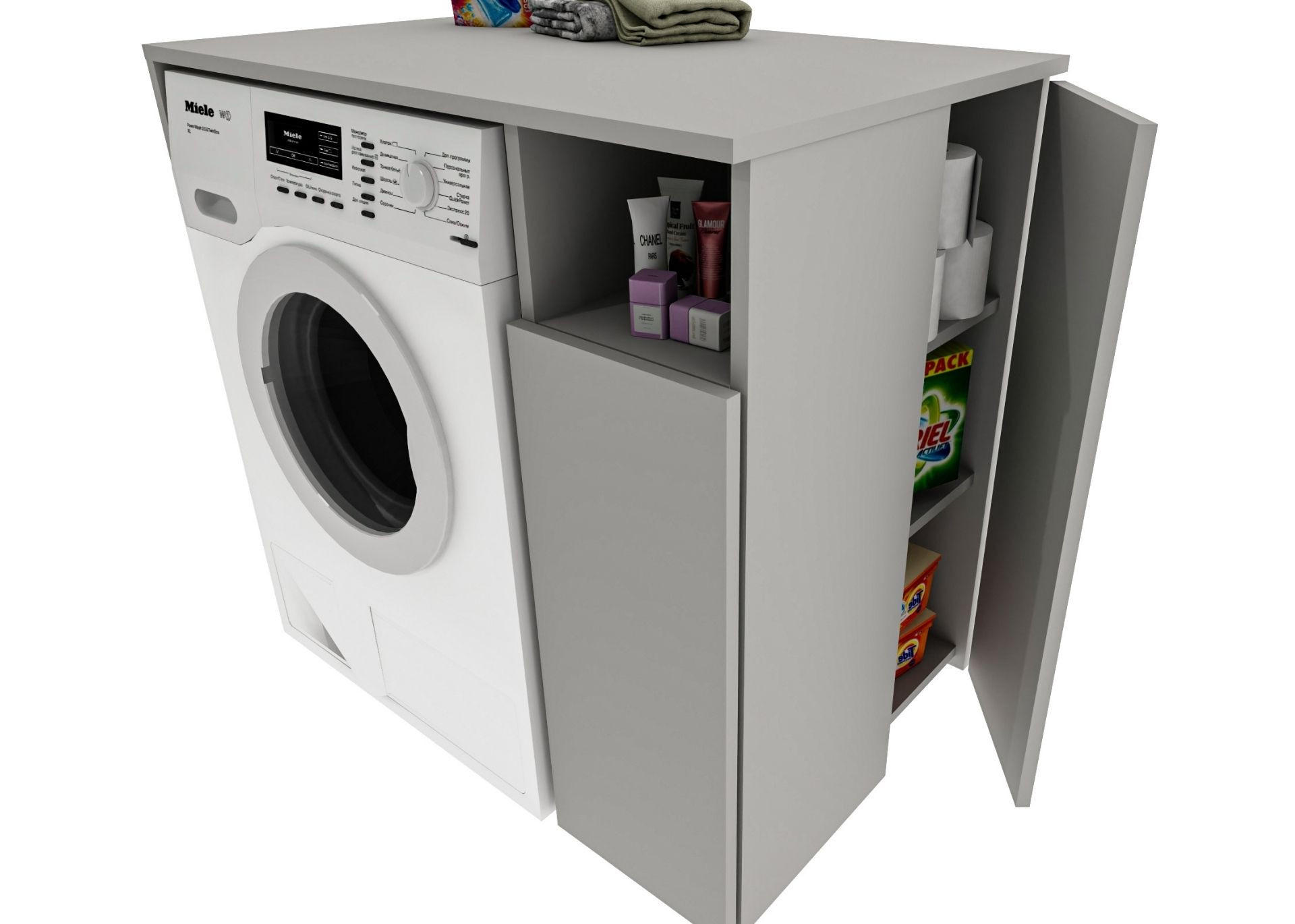 WASCHMASCHINENSCHRANK Überbauschrank mit Fächern – passend für Waschmaschine & Trockner 96/88/62 - Grau, Holzwerkstoff (96/88/62cm) - RAUMHIRSCH FURNITURE