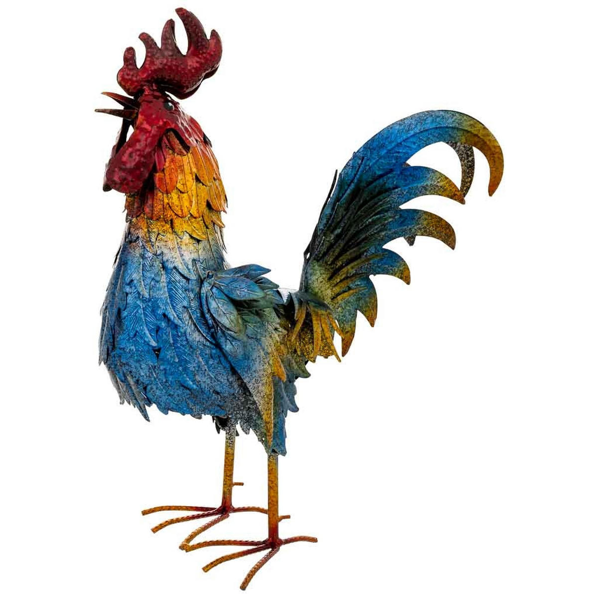 HAHNFIGUR aus metall 41x16x54cm - Blau, Metall (41/54/16cm) - Wanderlust