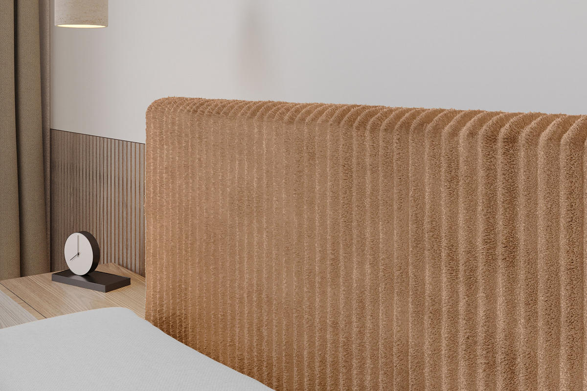 BOXSPRINGBETT mit Matratze H3|H4 und Lattenrost - TOLO KING 140x200 Cord - Rotbraun - Rotbraun, Holzwerkstoff (140/200cm) - ALTDECOR