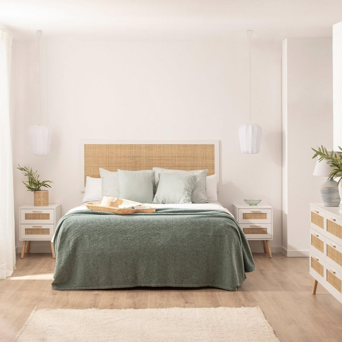 KOPFTEIL DOPPELTES Tahiti Weiß 160 cm x 59 cm - Weiß, Naturmaterialien (160/2cm)