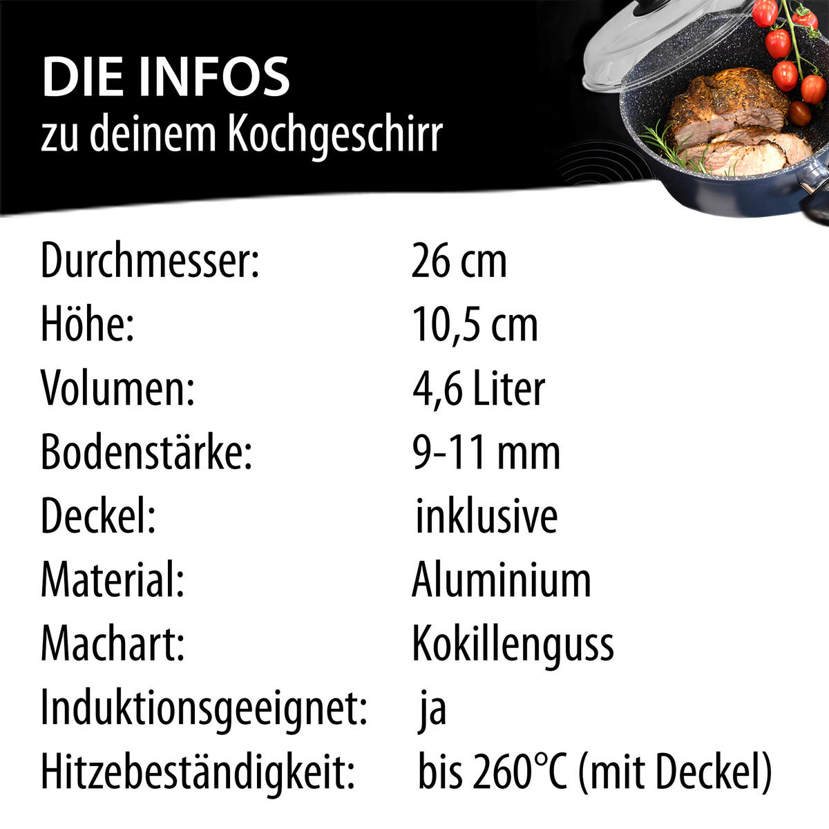 KOCHTOPF - Grau, Metall (26cm) - Stoneline
