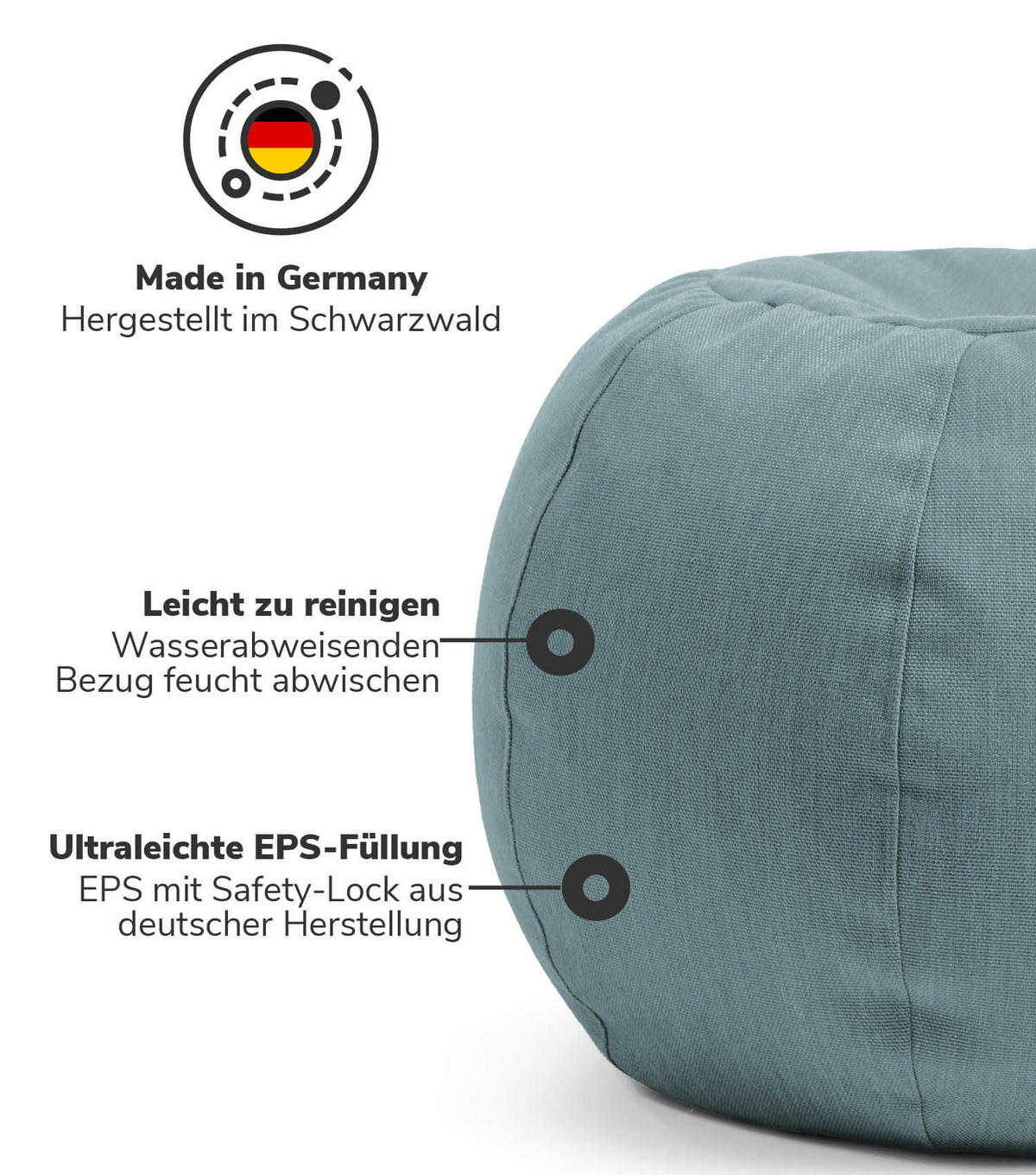 OUTDOOR POUF Der Kugelige - Blau, Textil (60/40/60cm) - Mokebo