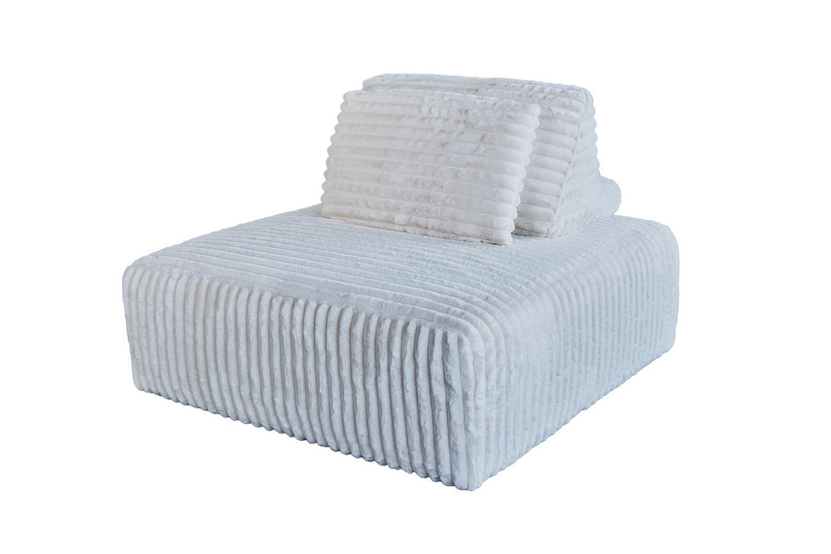 HOCKER MIT RÜCKENKISSEN WIOLO SOFT Cremeweiß Cord - Creme/Schwarz, Kunststoff/Textil (111/84/111cm) - KAWOLA