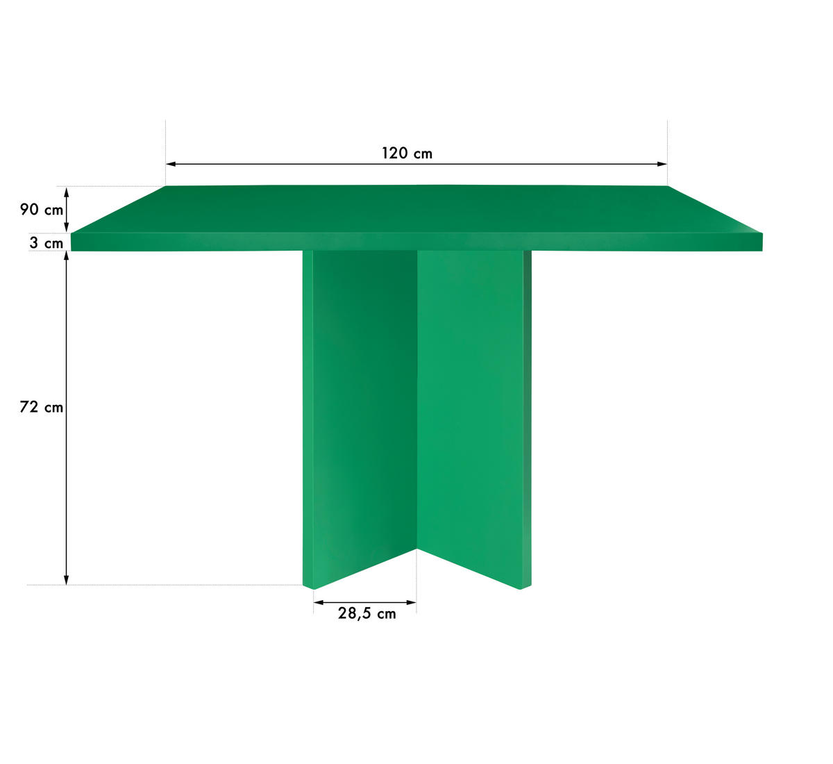 ESSTISCH Rechteckiger aus lackiertem MDF 3 cm in Smaragdgrün, 90/120 cm - Smaragdgrün, Holzwerkstoff (90/120/75cm) - RNT By Really Nice Things