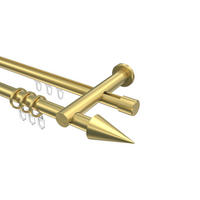 RUNDROHR-INNENLAUF-GARDINENSTANGEN-SET Platon Savio 160 cm, 2-läufig, 20 mm Ø Messing-Optik - Messingfarben, Metall (160cm) - INTERDECO