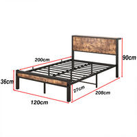 METALLBETT 120x200 cm Stauraum Kopfteil braun - Dunkelbraun, Holzwerkstoff (120/200cm) - Fortuna Lai