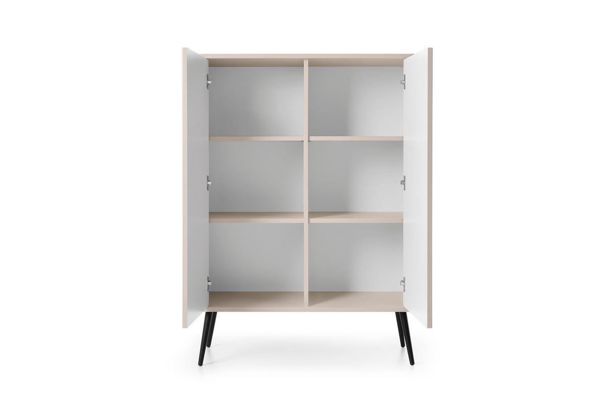HOCHKOMMODE MODERNO 103/129/39 in Caschmir/Schwarz - Creme/Schwarz, Holzwerkstoff (103/129/39cm) - Deine Möbel 24