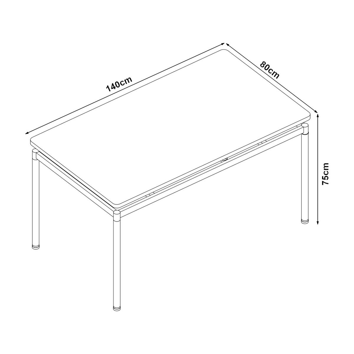 ESSTISCH Hemnes - Eichefarben/Schwarz, Holzwerkstoff/Metall (80/140/75cm) - [en.casa]