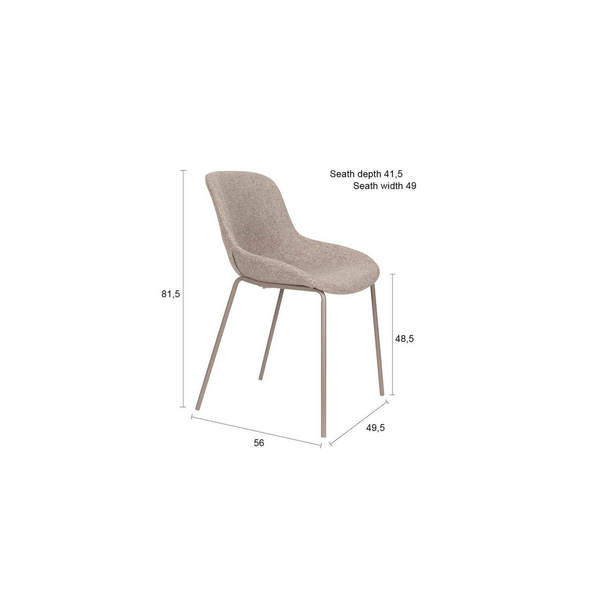 ESSZIMMERSTÜHLE Pleun Taupe - 2 er Set - Taupe/Braun, Kunststoff (49.5/81.5/56cm) - Housecraft Living