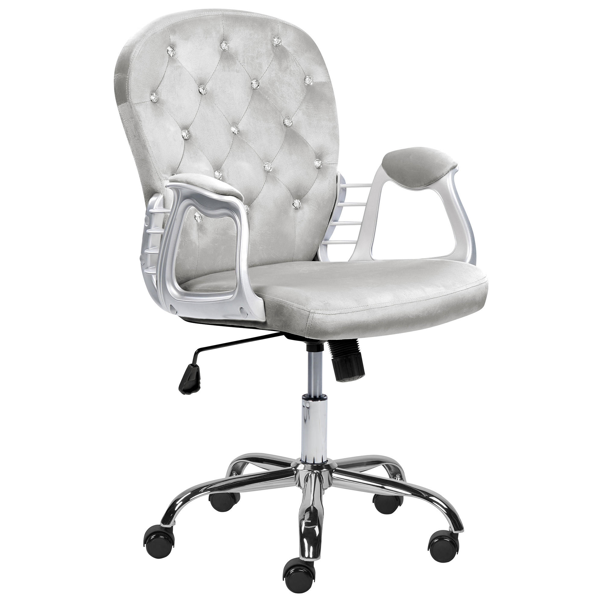 BÜROSTUHL Samtstoff Grau Princess - Grau, Textil/Metall (58/103/58cm) - Beliani