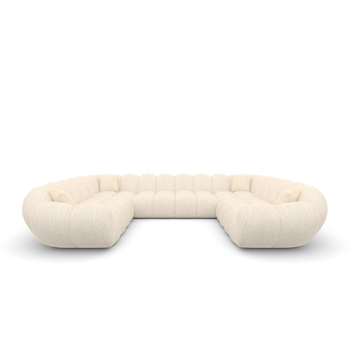 WOHNLANDSCHAFT Liva Creme Strukturstoff U-Form XXL Panorama - Creme, Textil (316/70/258cm) - VAROYAL