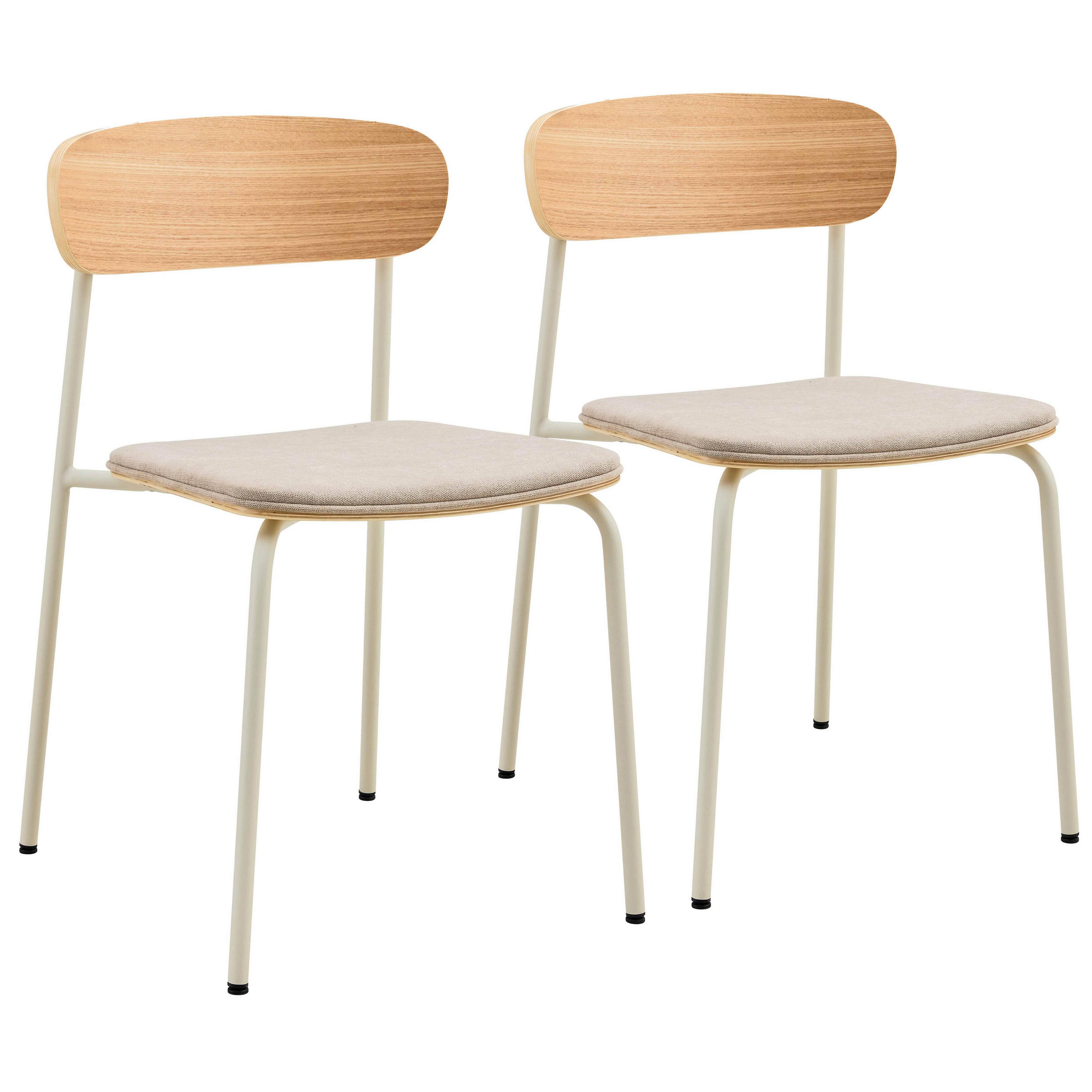 STÜHLE 2-tlg., Beige - Beige, Holz (46/78/52cm) - Oviala