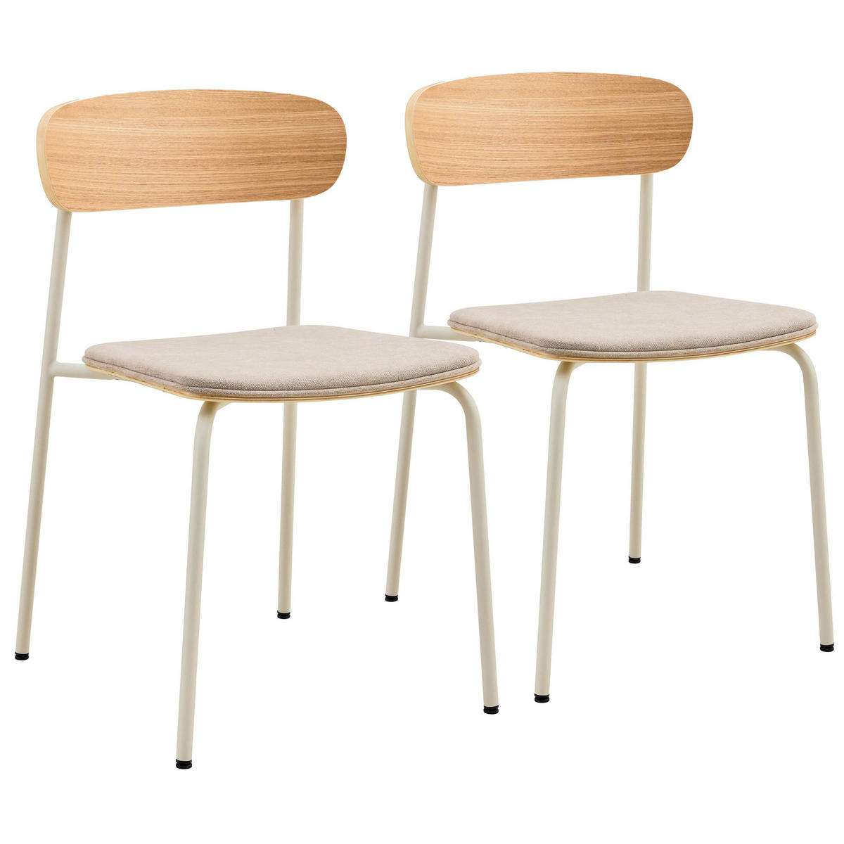 STÜHLE 2-tlg., Beige - Beige, Holz (46/78/52cm) - Oviala