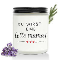 DUFTKERZE Lavendel "Du wirst eine tolle Mama" Sojawachs - Weiß, Paraffin (10cm)