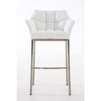 BARHOCKER 2er Set Lederlook Weiß - Edelstahlfarben/Weiß, Textil/Metall (64/110/48cm) - CLP