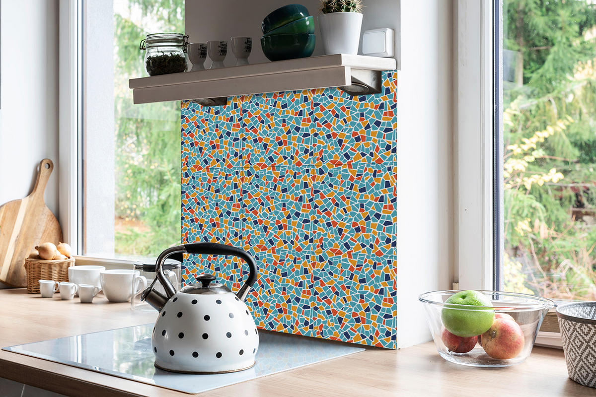 FLIESENAUFKLEBER 9 Stück 30x30 cm selbstklebend buntes Mosaik - Multicolor, Textil (30/1.6/30cm) - TULUP