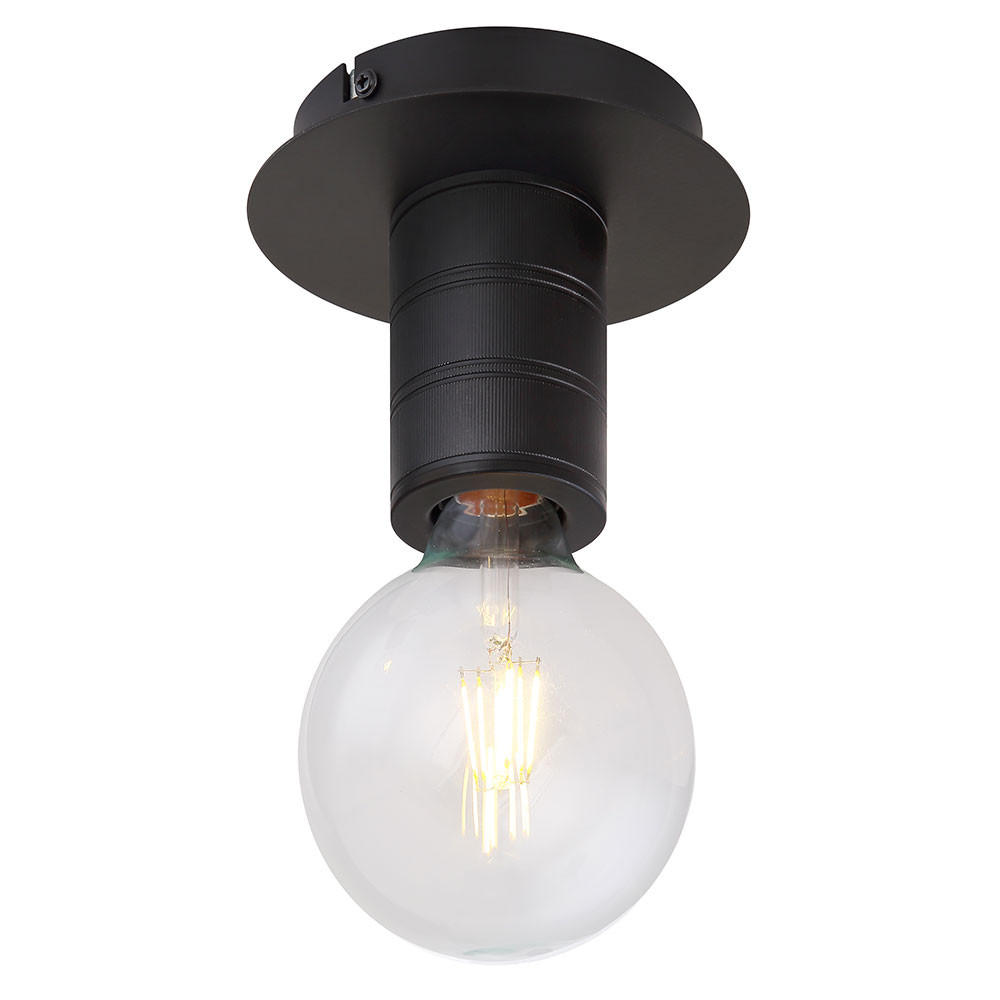 DECKENLEUCHTE Alu Schwarz Rund - Schwarz, Metall (15/15/11cm) - Globo Lighting