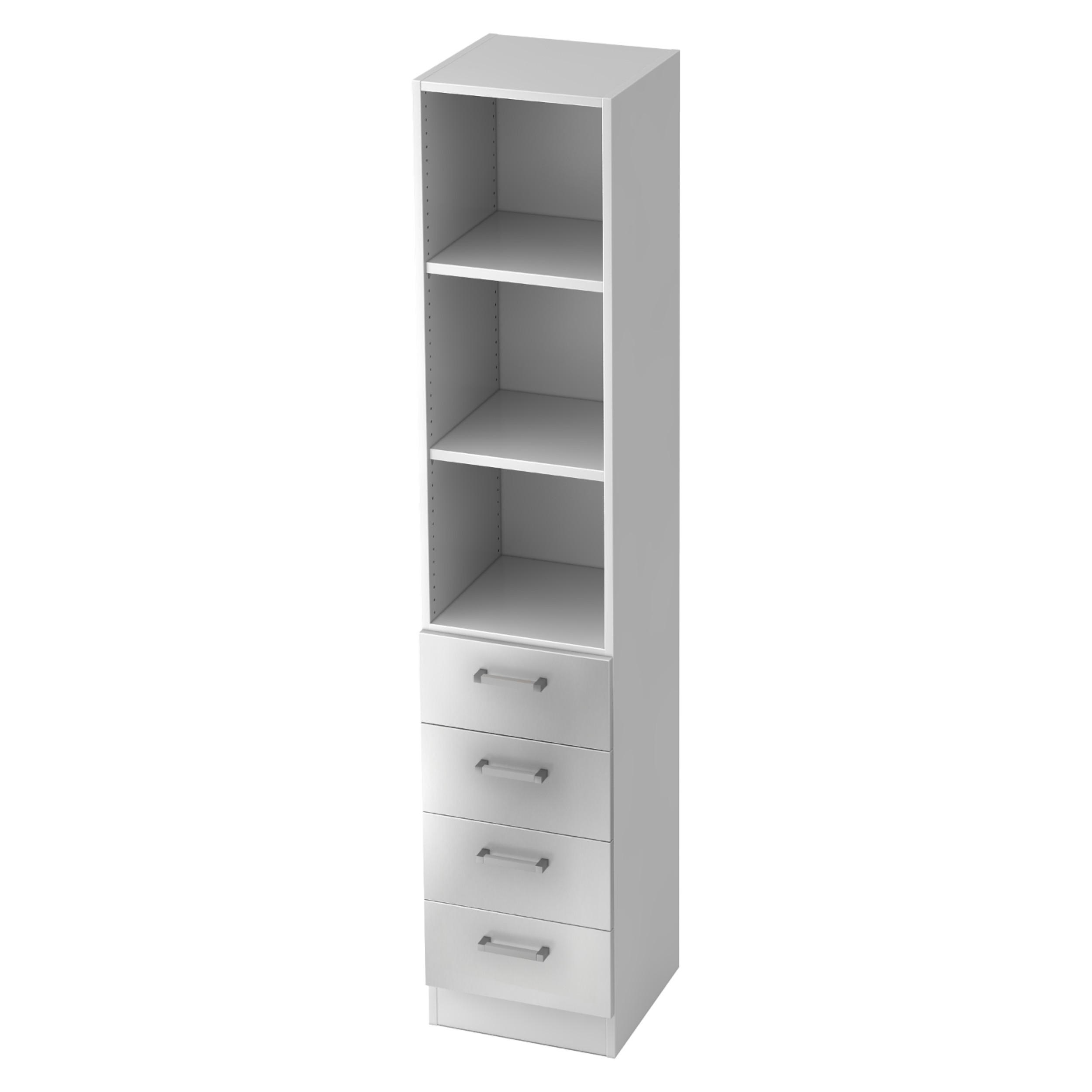 SCHUBLADENSCHRANK - 4 Schübe 42/40,6/200,4 cm in Weiß/Silberfarben Chromgriff (Metall) - Silberfarben/Weiß, Holzwerkstoff (40.6/200.4/42cm) - bümö