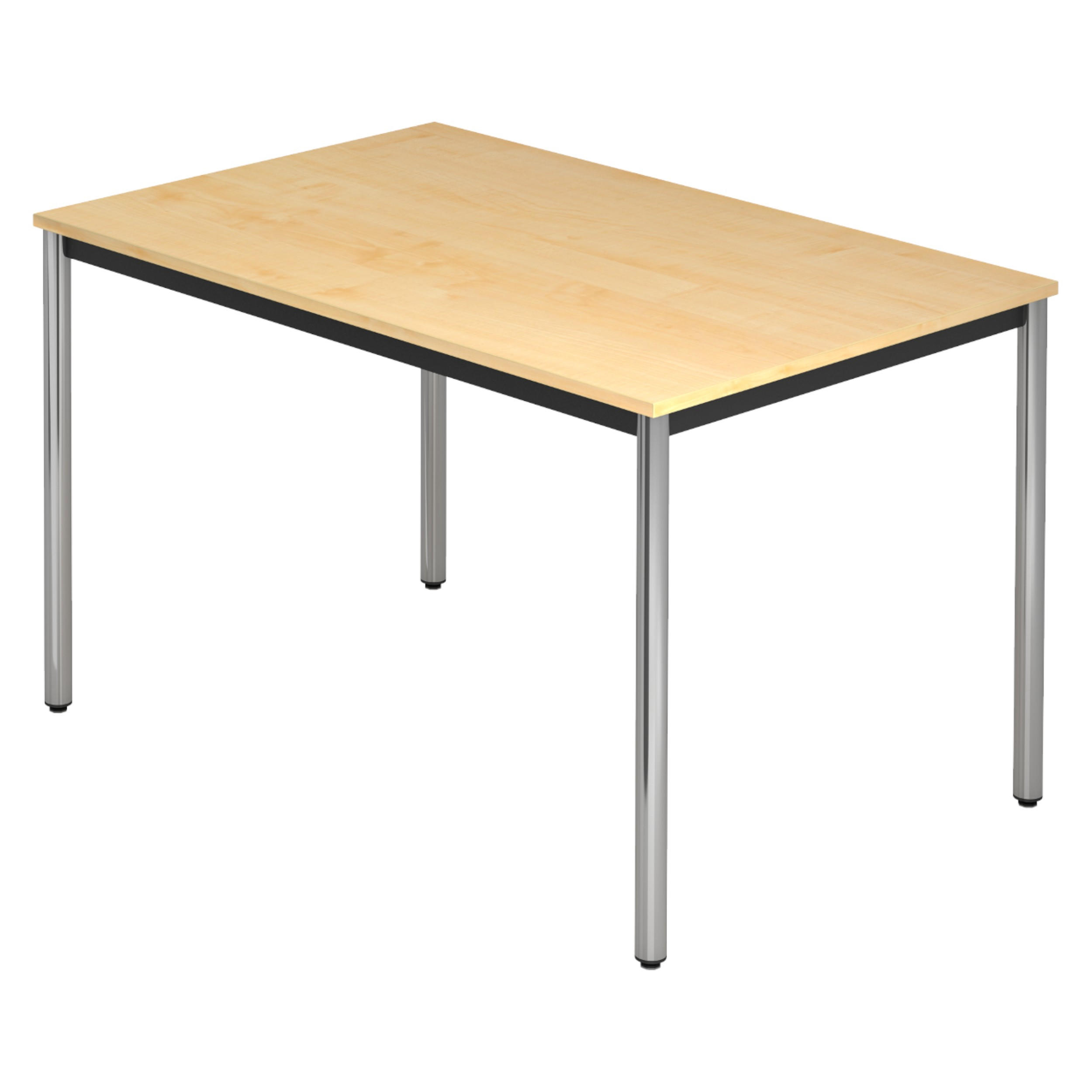 BESPRECHUNGSTISCH Serie-D 80/120/72 cm in Ahornfarben/Rundrohr verchromt - Chromfarben/Ahornfarben, Holzwerkstoff (80/120/72cm) - bümö