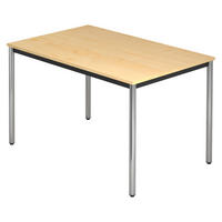 BESPRECHUNGSTISCH Serie-D 80/120/72 cm in Ahornfarben/Rundrohr verchromt - Chromfarben/Ahornfarben, Holzwerkstoff (80/120/72cm) - bümö