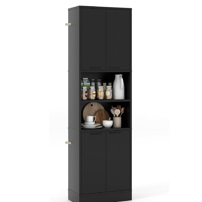 Costway Vorratsschrank Schwarz 56x190x30 cm