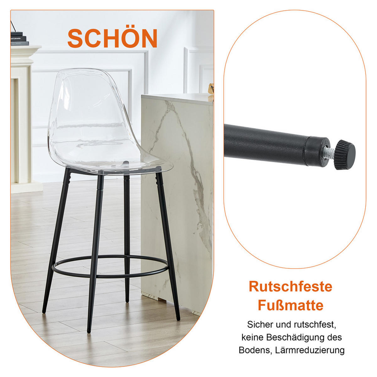TISCHGRUPPE 3-tlg Glas 89 cm mit 2 Barhockern Metallgestell Schwarz - Transparent, Glas/Metall (80/11/94.5cm) - Raelunyi