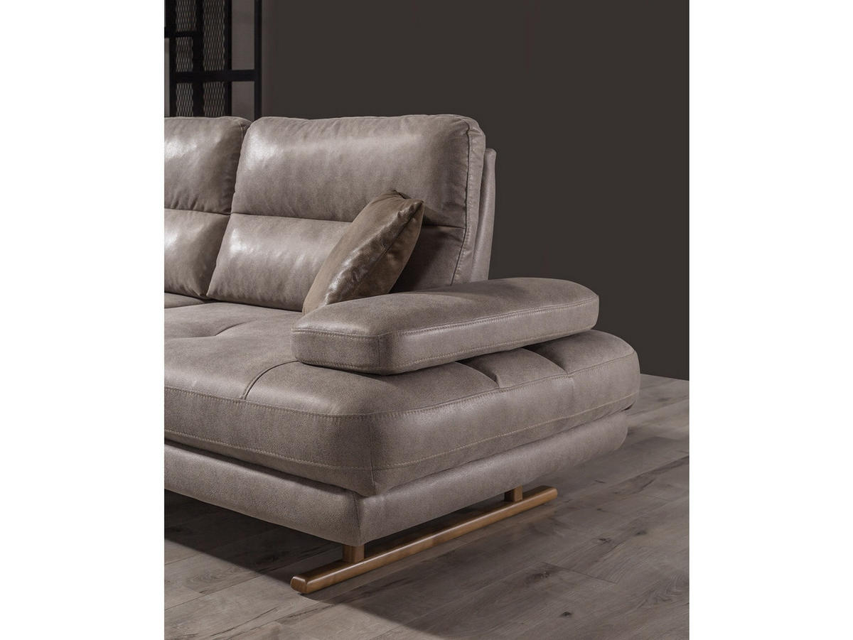 SOFA Quatro 3-Sitzer Nubuk Taupe - Taupe, Holz/Textil (240/90/105cm) - Villa Möbel