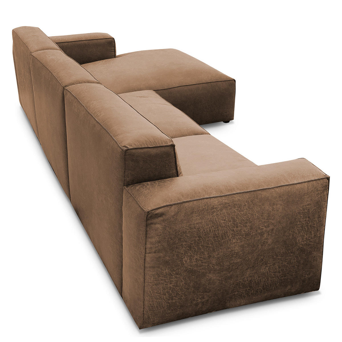 ECKSOFA mit Longchair - Schwarz/Braun, Kunststoff (345/170cm) - home24