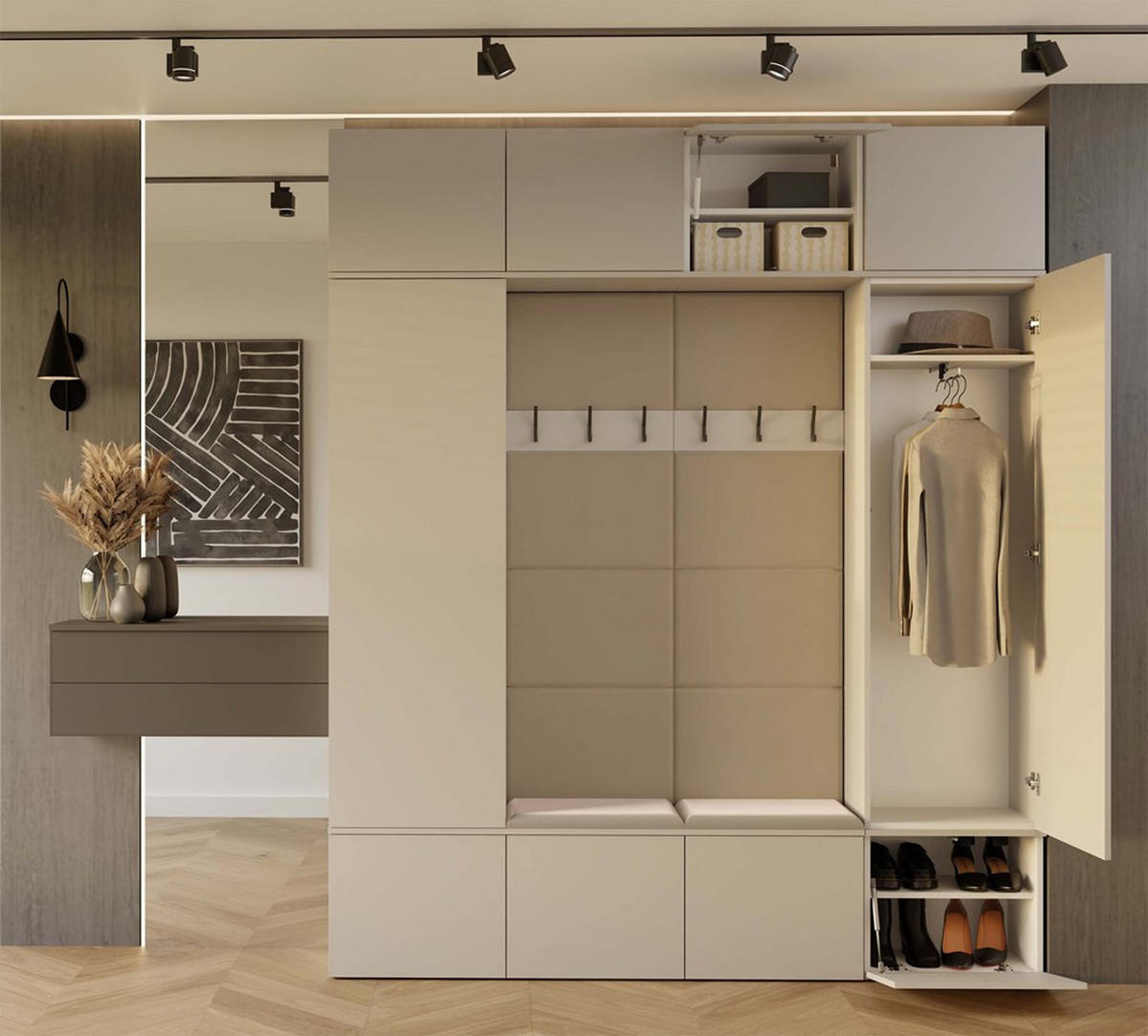 DULAP PENTRU HOL modern, set dulapuri: dulap pentru haine - dulap pentru pantofi, model cașmir 200/238/35 - cașmir, compozit lemnos (200/238/35cm) - RAUMHIRSCH FURNITURE