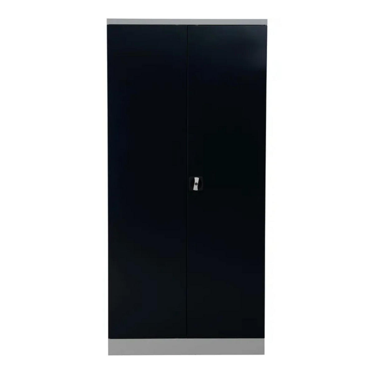 STAHLSCHRANK Bee mit 6 lackierten Fachböden 195x92x42 cm Korpusfarbe Lichtgrau Frontfarbe Schwarz - Schwarz, Metall (92/195/42cm)